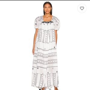 Free people Jamie Embroidered Maxi in Black & White size Small NWT